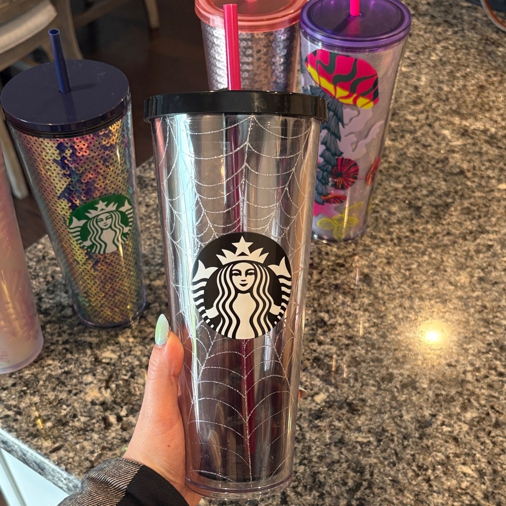 Starbucks Silver Tumbler with Black Top